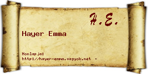 Hayer Emma névjegykártya